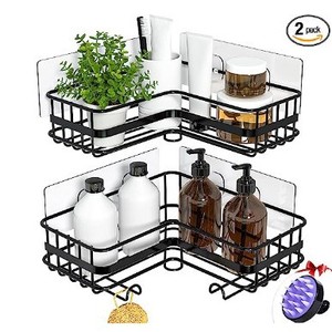Corner Mounted Bathroom Shelf With Storage Rack For Shower Corner Durable Metal Design Custom Size 8-11.9in Depth - Product Image 5