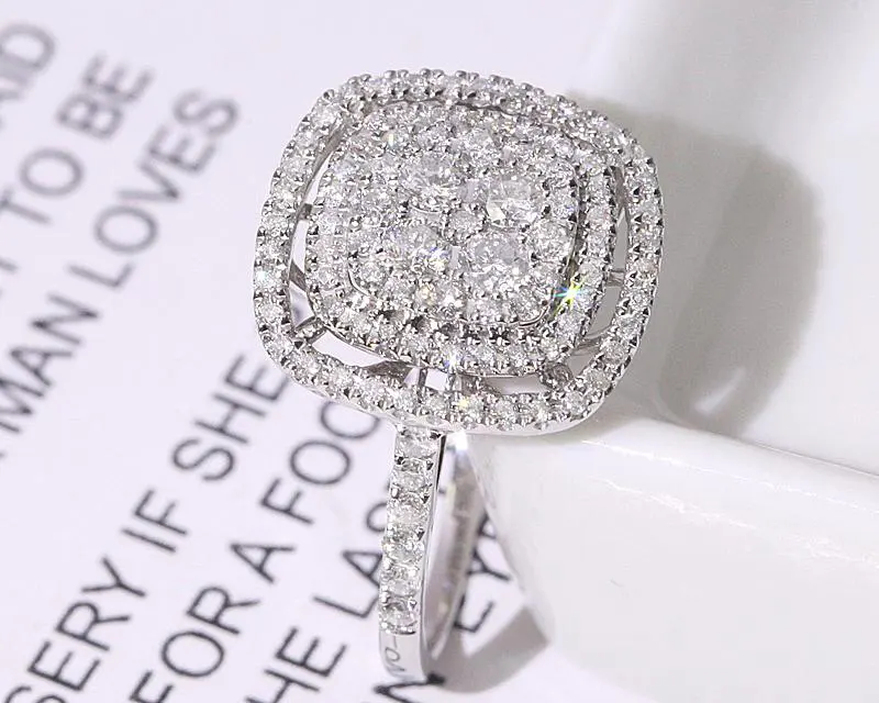 2022 Hot Koop Verklaring Gepersonaliseerde Sieraden 18K Solid Gold Geometrische Vorm Diamond Ring Voor Vrouwen Engagement
