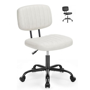 Anji cómodo cojín grueso diseño Flexible blanco altura ajustable sin brazos 360 giratorio <span class=keywords><strong>PC</strong></span> <span class=keywords><strong>Silla</strong></span> de <span class=keywords><strong>escritorio</strong></span> de oficina para espacio pequeño - Product Image 1