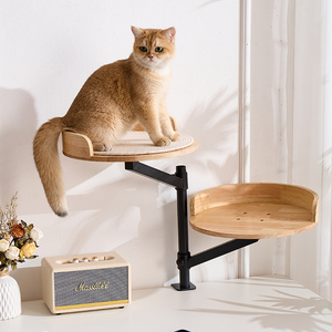 Nueva <span class=keywords><strong>Cama</strong></span> Flotante de Doble Capa para Gatos, Ajustable en Altura, Ahorra Espacio, de Ratán y Madera Sólida para Interiores - Product Image 6