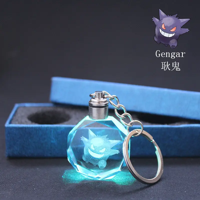 Wholesale Fashion 3D Laser Engraving LED Crystal Glass Keychain For Wedding Decoration Christmas Gift