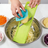 Hachoir manuel 3-en-1 pour légumes, mandoline, trancheuse fine 1,7 mm, moyenne 2,5 mm, compatible lave-vaisselle, gadget de cuisine professionnel en acier inoxydable