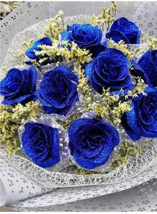 Glitter Rose Heads Flower Crystal Rose Gold Powder Flower Blue Enchantress ValentineDay <b>Bouquet</b> DIY Material Glitter Rose Flower - Product Image 6