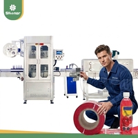 Máquina Aplicadora Automática de Etiquetas Termoencogibles Eléctrica con Control PLC, Certificación CE, Alta Productividad, Etiquetadora de Botellas