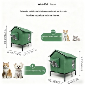 Nichoir d'hiver surélevé et imperméable pour chats d'extérieur, abri isolé pour chats errants, cabane résistante aux intempéries pour chatons errants par temps froid et neigeux - Product Image 3