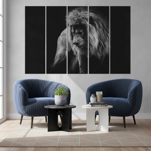Majestuosidad del León: Impresión en Lienzo con Diseño de Vida Silvestre Real, JUEGO DE 5 LIENZOS - Product Image 3