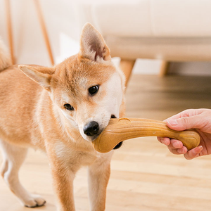 Kemik şeklinde dayanıklı çam ahşap Pet köpek çiğnemek oyuncak eğlence gevşeme ve diş temizleme için çevre dostu interaktif oyuncak - Product Image 4