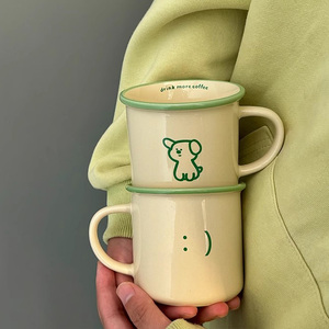Vintage Enamel Style <b>Ceramic</b> Mug Personalized Coffee <b>Cup</b> Customized Mug with logo - Product Image 1