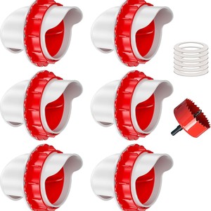 Chicken Feeder Automatic Gravity Feed Kit Red Plastic 41 61 81 With Perforation Saw For Poultry - Product Image 5