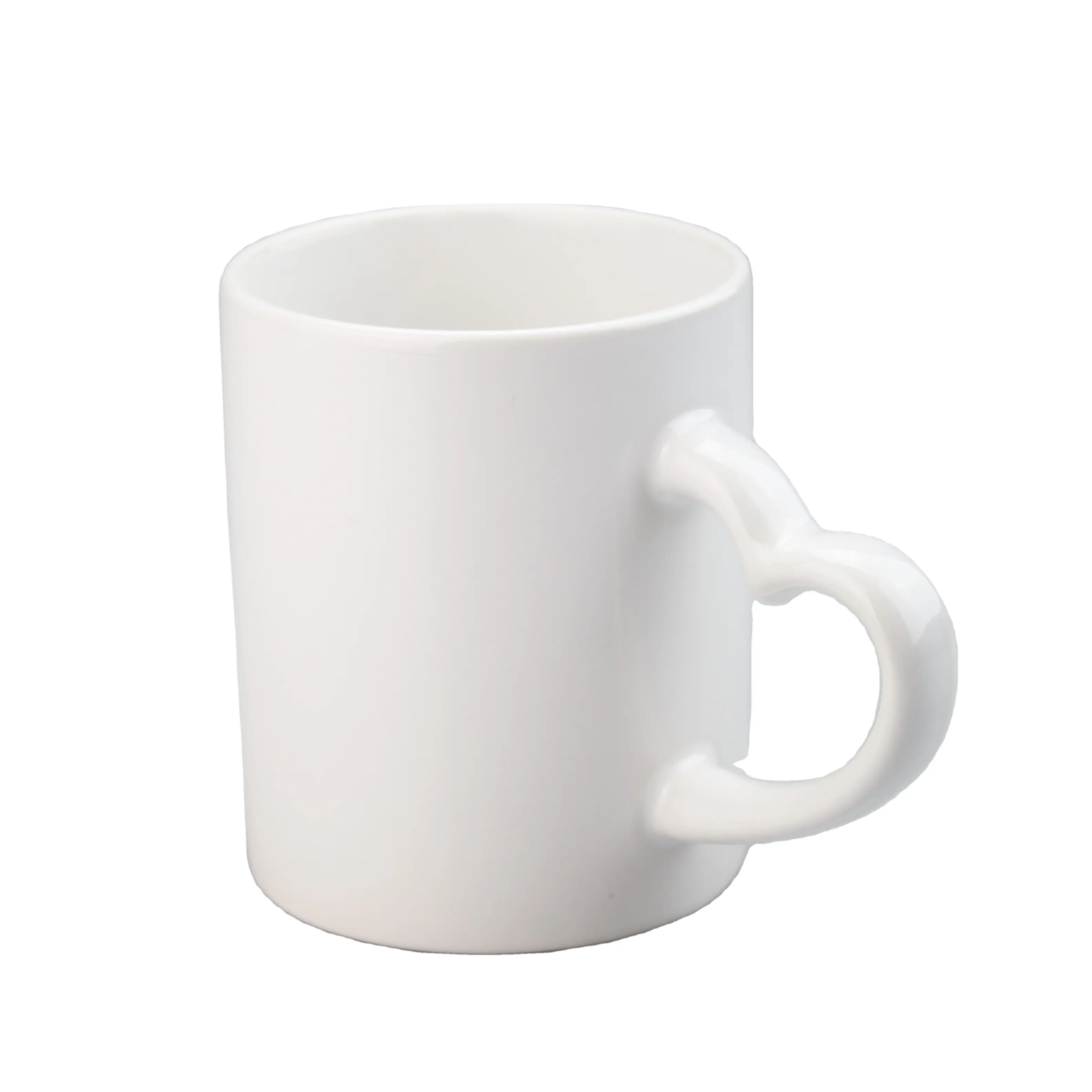 Wholesale Printed Logo Creative Cup Heat Transfer Mug With Heart Handle 11oz White Sublimation Coffee Heart Mugs