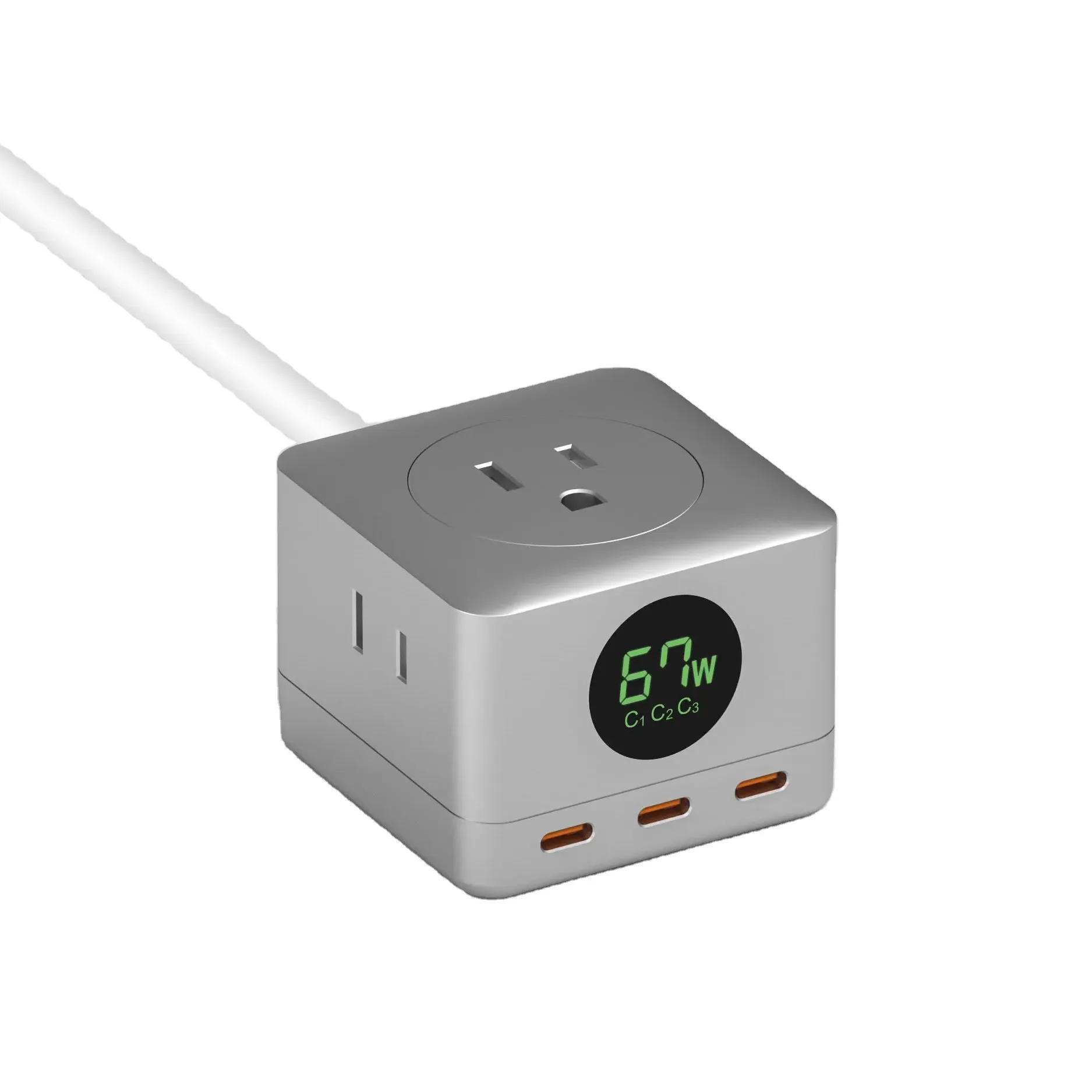 Custom Multi Plug Socket Bureau Gan Oplader Pd Universele Uitbreiding Met Usb Poorten Type C Smart Overspanningsbeveiliging Power Strip