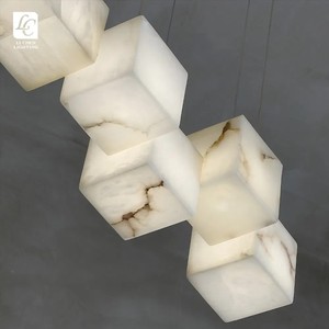 Li Chen Lighting Marble <b>Cube</b> Chandelier LED Square Pendant <b>Light</b> For Staircase Loft Living Room - Product Image 4