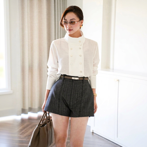 Q8139 Women Casual <b>Summer</b> High Waist Striped Culottes Shorts Office Lady <b>Trousers</b> Factory Price - Product Image 1