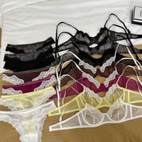 Sexy Ultra-Dünner Transparenter Mesh-BH im französischen Stil für große Brüste, Minimizer-BH mit Spitze, Push-up-BH-Set, sexy BH