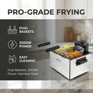 Friteuse Électrique Double Panier 5L 2000W Prise EU pour Cuisine Domestique, en Acier Inoxydable avec Base Antidérapante et Circuit de Sécurité - Product Image 5