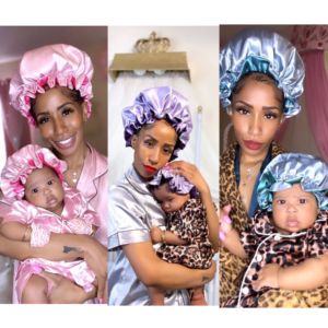 Drop Ship Double Layer Satin <strong>Bonnet</strong> Mommy and Me Custom Silk Hair <strong>Bonnet</strong> Night Sleep Cap Designer <strong>Bonnets</strong> with logo - Product Image 1