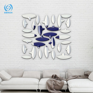 Ensemble de décoration murale minimaliste moderne en acier inoxydable, formes géométriques abstraites irrégulières, lot multi-pièces pour bureau et maison - Product Image 3