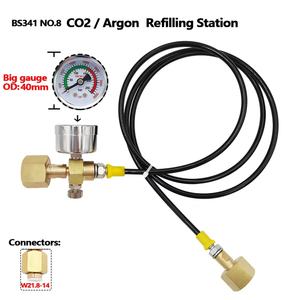 W21.8-14CGA320 Tanques pequeños de soldadura para nitrógeno, argón, CO2, botella de 40L, adaptador de carga, estación de recarga de gas neumática de bola - Product Image 3