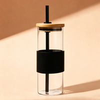 Bouteille d'eau en verre vintage personnalisée sans BPA avec couvercle en bambou, portable, écologique, jetable, pour usage professionnel et bureautique, grande taille, vente en gros