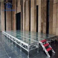 Podium mobile en verre transparent de mariage pour des événements de concert Plate-forme acrylique de luxe extérieure d'intérieur