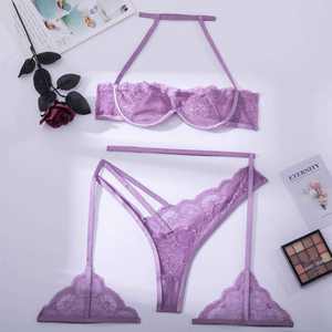 Vendita calda trasparente erotico 2 pezzi Lace Lenceria Set Sexy tute da donna mezza marca privata all'ingrosso intimo Sexy - Product Image 6