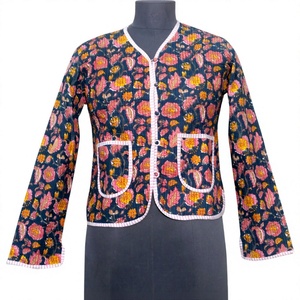 Couverture courte pour femme 100% coton pur, tissée, patchwork ethnique, imprimée, matelassée, faite à la main, réversible, de haute qualité, personnalisable, automne/hiver - Product Image 1