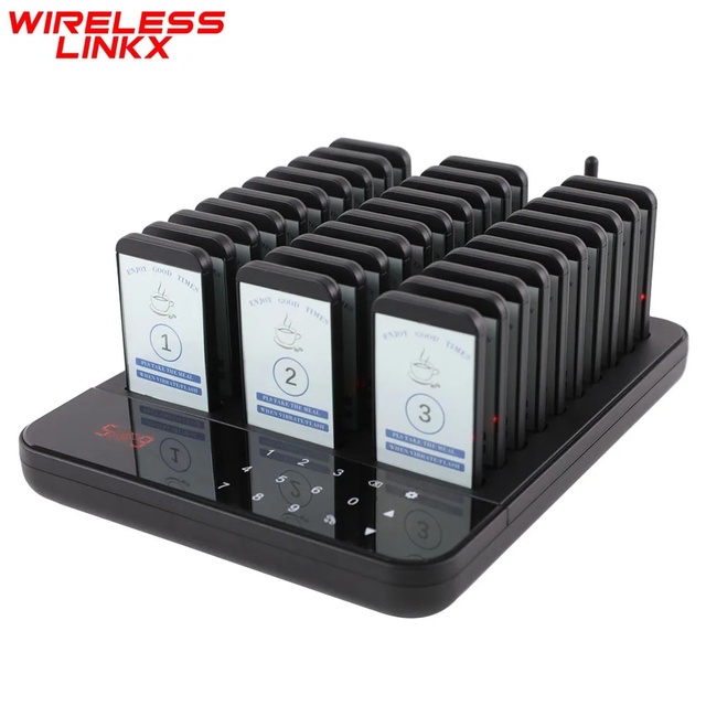 Restaurant Pager System 30-Buzzer Wireless Queue Calling System Coffee Dessert Shops Food Hospitals