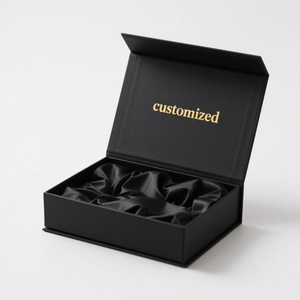 カスタム高級磁気ボックス黒サテン挿入裏地付きギフトボックスポータブル携帯電話服包装サテン内梱包 - Product Image 2