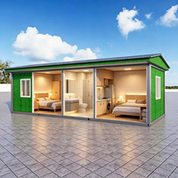 Maison conteneur pliable préfabriquée à un étage de 20 pieds, isolée, à ossature en acier, moderne, pour hôtel, location, dortoir du personnel, atelier, complexe hôtelier