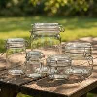 Pot en verre carré classique de 500 ml certifié CE FCC ROHS, hermétique, résistant à la chaleur, de qualité alimentaire, réutilisable, transparent