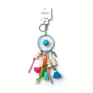 Portachiavi in stile etnico con acchiappasogni e nappa colorata, per borsa o auto, 2 pezzi per colore - Product Image 2