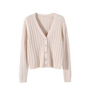 <span class=keywords><strong>Cardigan</strong></span> da donna in maglia a coste verticali <span class=keywords><strong>arancione</strong></span> ruggine, scollo a V, abbottonato, a maniche lunghe, corto, per l'autunno inverno e il look quotidiano a strati - Product Image 6