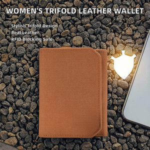Men's Anti-Theft RFID Blocking Short Genuine Leather <b>Wallet</b>-Button Closure Folding Card <b>Holder</b> with Dot Pattern Nylon Lining - Product Image 2