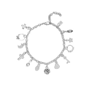 Bracelet à breloques tendance en argent plaqué 925, bijoux pour femmes, cadeau, pendentif croix, design géométrique - Product Image 5