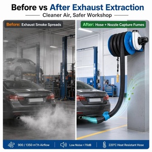 Enrouleur de tuyau <span class=keywords><strong>d</strong></span>'échappement semi-automatique à ressort, système <span class=keywords><strong>d</strong></span>'extraction rétractable pour atelier automobile, garage, usage intensif, série 07 FS - Product Image 2