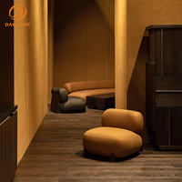 Fauteuil lounge en lin/velours de qualité supérieure, mousse à haute résilience, orange rouille, design moderne, meubles de maison solides