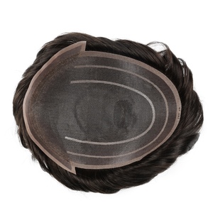 <b>Mens</b> 0.11 Super Fine Welded Mono Remy Hair Natural Wave Soft Smooth Toupee <b>Wigs</b> Hair System with 100% Density - Product Image 4