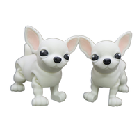 Figuras de Chihuahua blancas impresas en 3D con borde cruzado, modelo de actividad conjunta de animales creativos, adornos para regalos, animales de dinosaurios