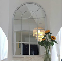 European Style Decoration Hallway Window Shape Wrought Metal Iron Frame Stand Mounted Wall Mirror