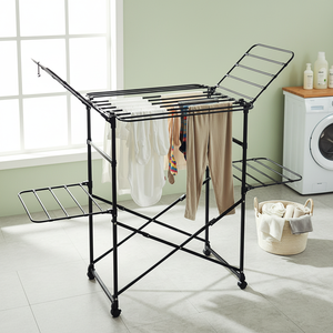 [HOME FRIEND] Tendedero Cuadrado Negro, tendedero cuadrado multinivel que ofrece una amplia área de secado con soporte estable y equilibrado - Product Image 3