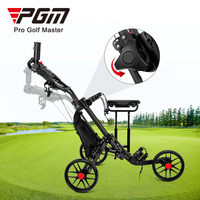 Chariot de golf pliable à 3 roues en alliage d'aluminium PGM QC007 avec siège, sacs isothermes et porte-parasol (11 kg)
