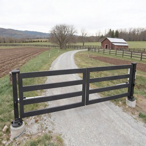 Portails d'entrée pour maison en <span class=keywords><strong>fer</strong></span> <span class=keywords><strong>forgé</strong></span> avec motifs décoratifs, finition noire thermolaquée, quincaillerie de verrouillage de portail - Product Image 2