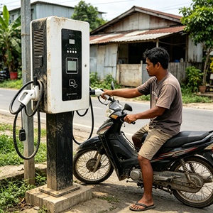 สถานีชาร์จเร็วแบบสองหัวฉีด New Putainen 20kW สำหรับรถจักรยานยนต์สองล้อ มาตรฐานกันน้ำ IP54 สำหรับใช้งานเชิงพาณิชย์ - Product Image 5