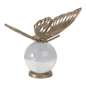 Scultura a forma di farfalla con base a sfera di cristallo per decorazioni domestiche, accento floreale artistico - Product Image 2