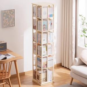 ชั้นวางหนังสือไม้ไผ่หมุนได้ ชั้นวางของในห้องนั่งเล่นขนาดเล็ก พร้อมไฟในตัว ดีไซน์หรูหรา สำหรับ<span class=keywords><strong>หนังสือ</strong></span>ภาพเด็ก ปรับแต่งได้ - Product Image 1