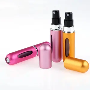 Mini botella de vidrio de colores, botella de Spray de autobombeado con fondo de vidrio de 5ml, Perfume multicolor que se puede recargar de forma práctica