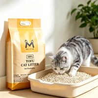 Litière pour chat en fibres de maïs et pois, à base végétale, agglomérante, faible en poussière, jetable aux toilettes, couleur personnalisée, agglomération rapide, litière pour chat au tofu