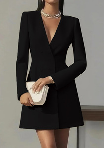 <span class=keywords><strong>Abito</strong></span> Blazer Elegante King Mcgreen Star Autunnale a Doppio Petto Tinta Unita con Scollo a V per Ufficio Maniche Lunghe Vestibilità Slim per Donna - Product Image 6