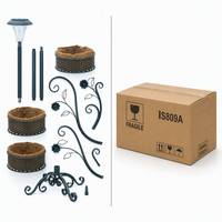 Support de Jardinière Solaire à 3 Paniers, Cadre en Fer Floral, Paniers en Métal Texturé, Doublures en Fibre de Coco, Revêtement Poudré, Écologique, pour Jardin et Patio