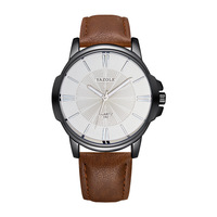 Montre-bracelet en cuir étanche pour hommes, Style à la mode, Unique, grand cadran, cadeau 3atm, Yazole 332